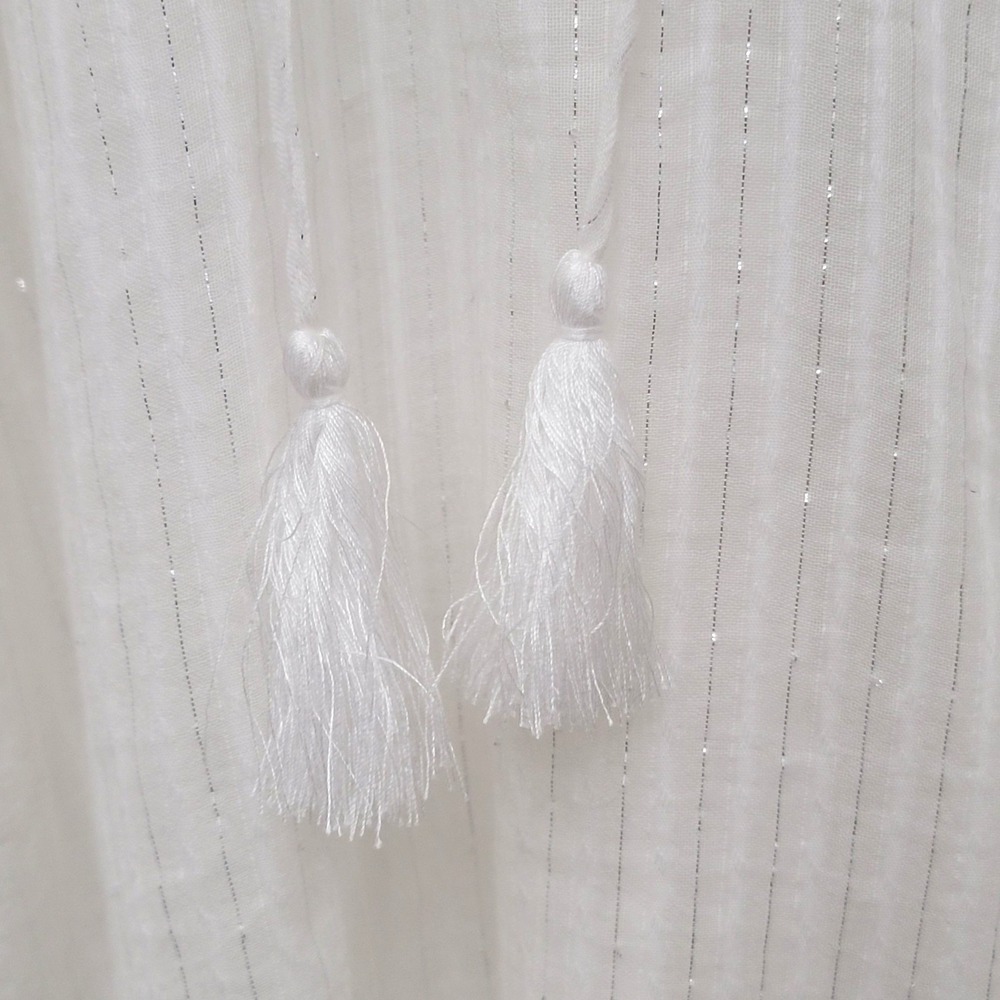 Lane Bryant Size 14/16 Embroidered Peasant Blouse White Boho Tassel Top‎ New - Picture 8 of 16